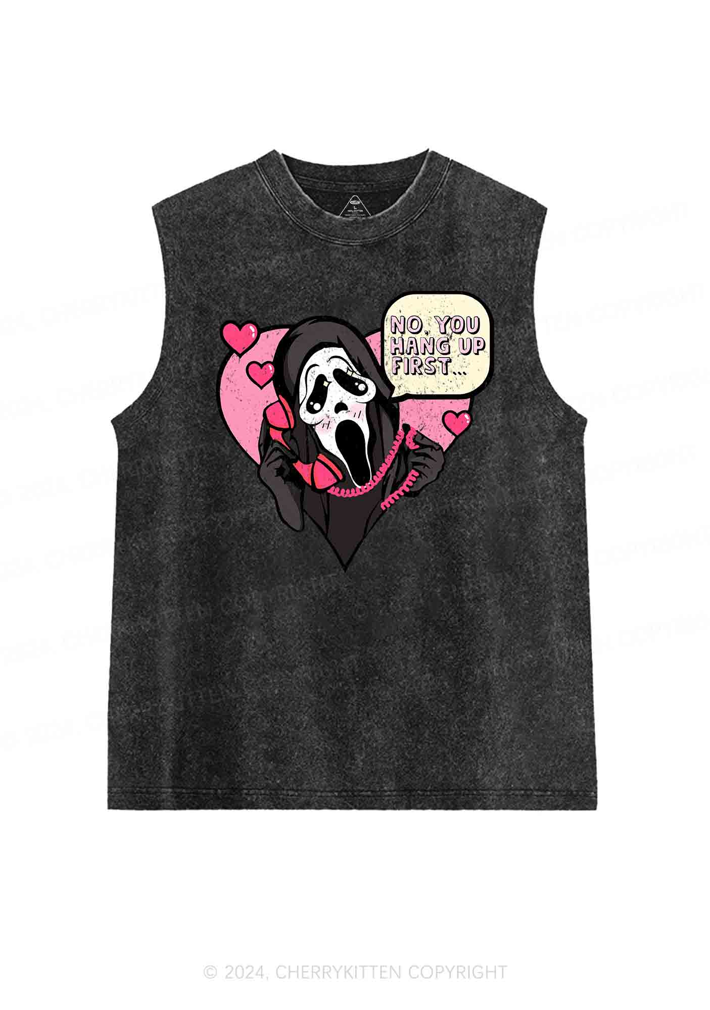 Halloween Skeleton Heart Y2K Washed Tank Cherrykitten