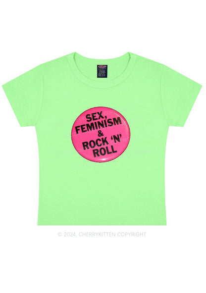 Feminism Rock N Roll Y2K Baby Tee Cherrykitten