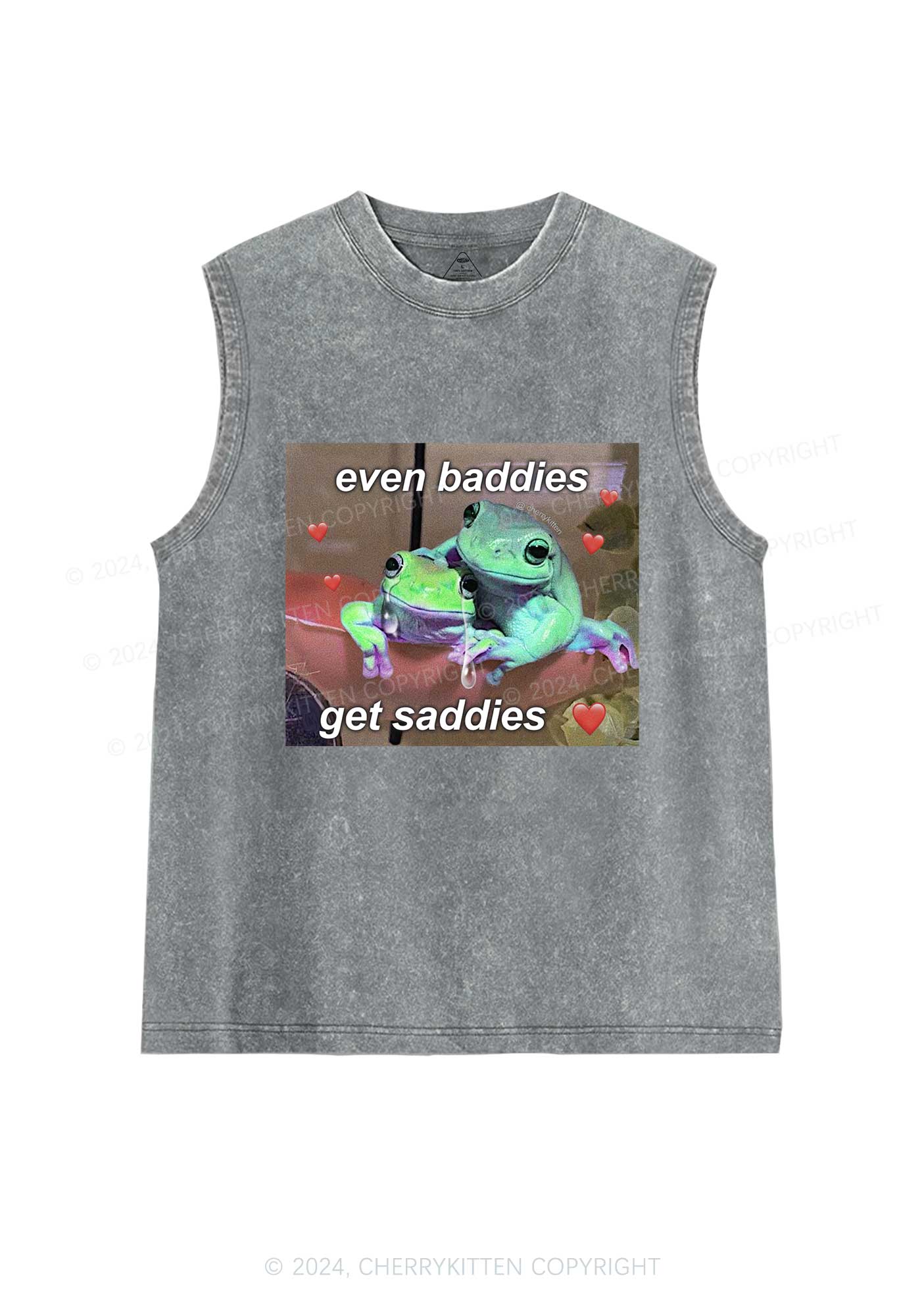 Two Baddie Frogs Y2K Washed Tank Cherrykitten