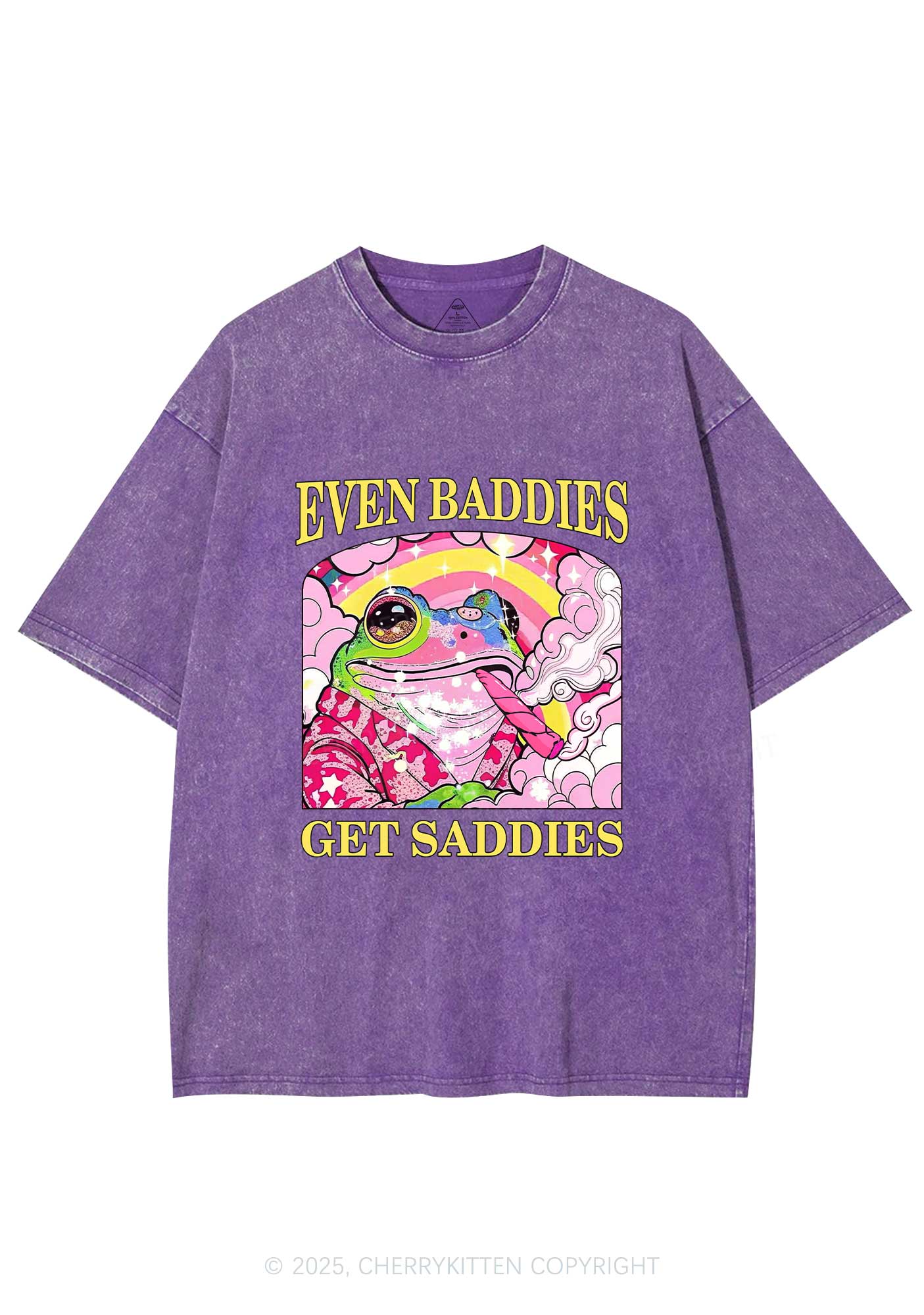 Baddies Smoking Frog Y2K Washed Tee Cherrykitten