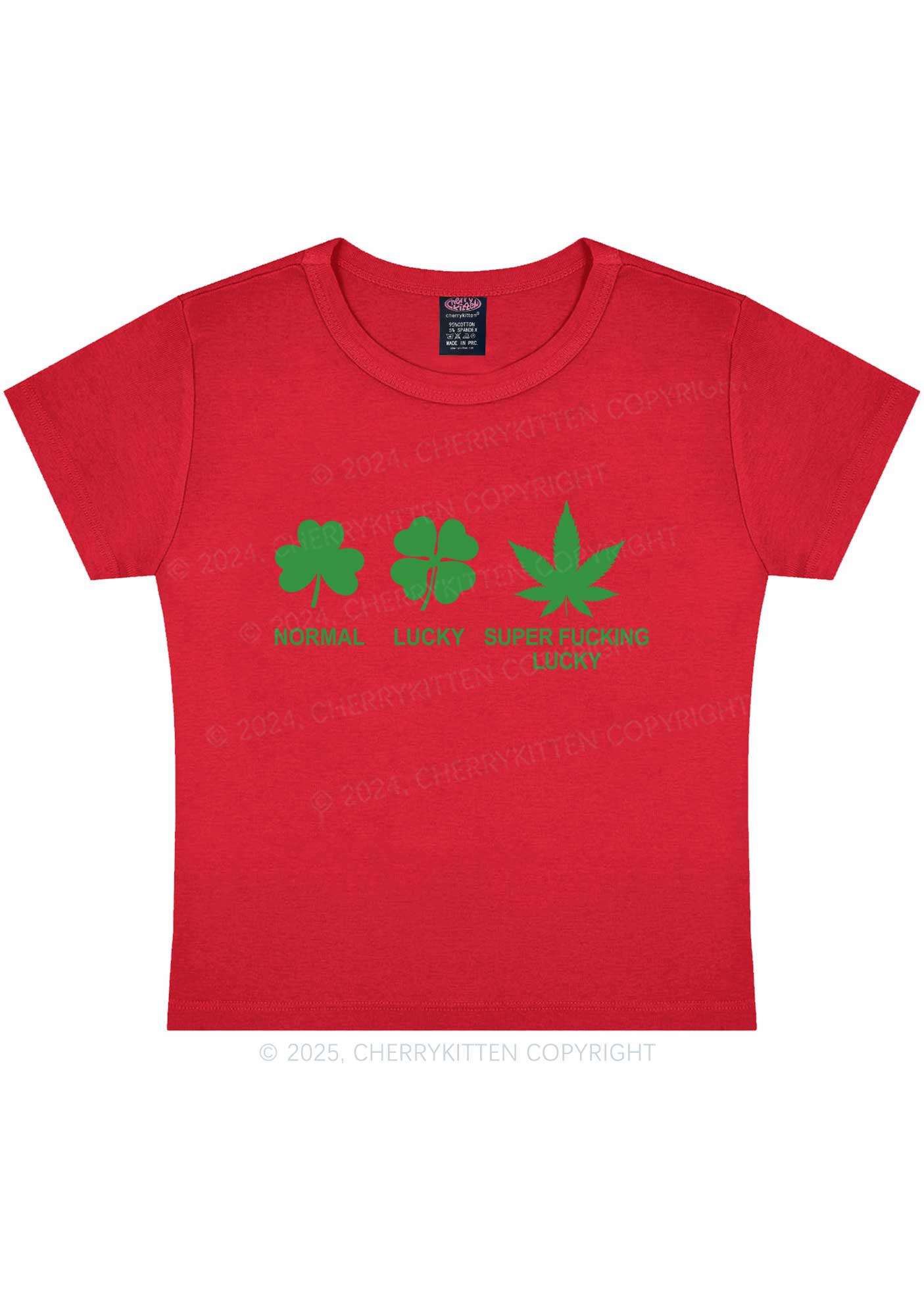 Super Fxxking Lucky St Patricks Y2K Baby Tee Cherrykitten