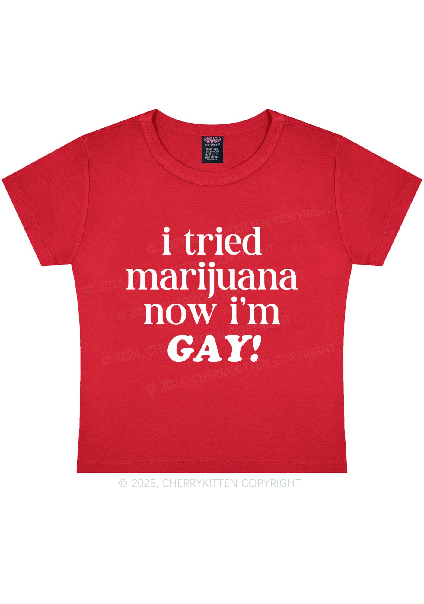 Now Im Gay Y2K Baby Tee Cherrykitten