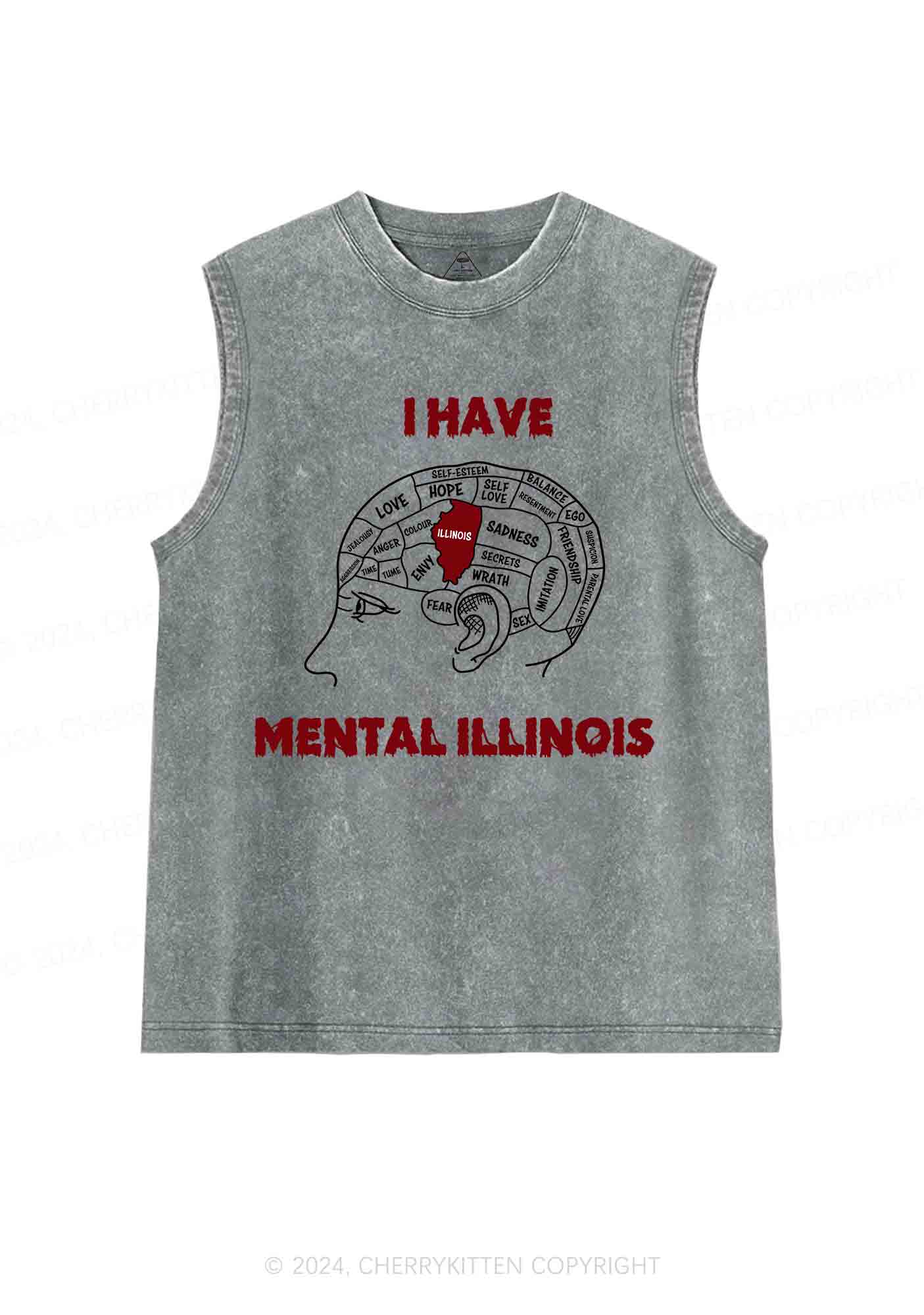 I Have Mental Illinois Y2K Washed Tank Cherrykitten