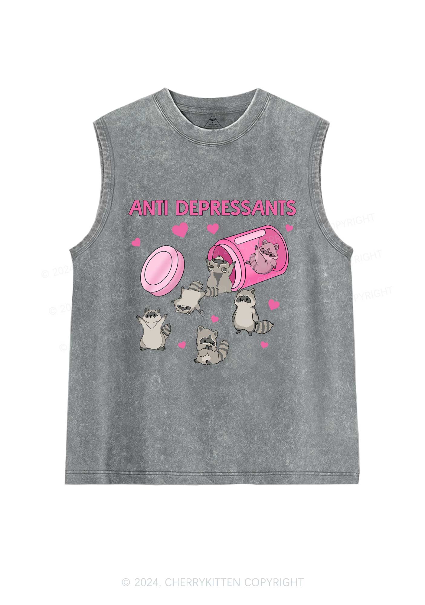 Anti Depressants Raccoon Y2K Washed Tank Cherrykitten