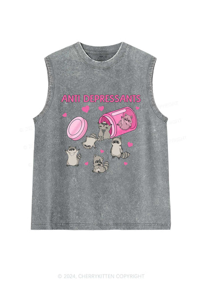 Anti Depressants Raccoon Y2K Washed Tank Cherrykitten