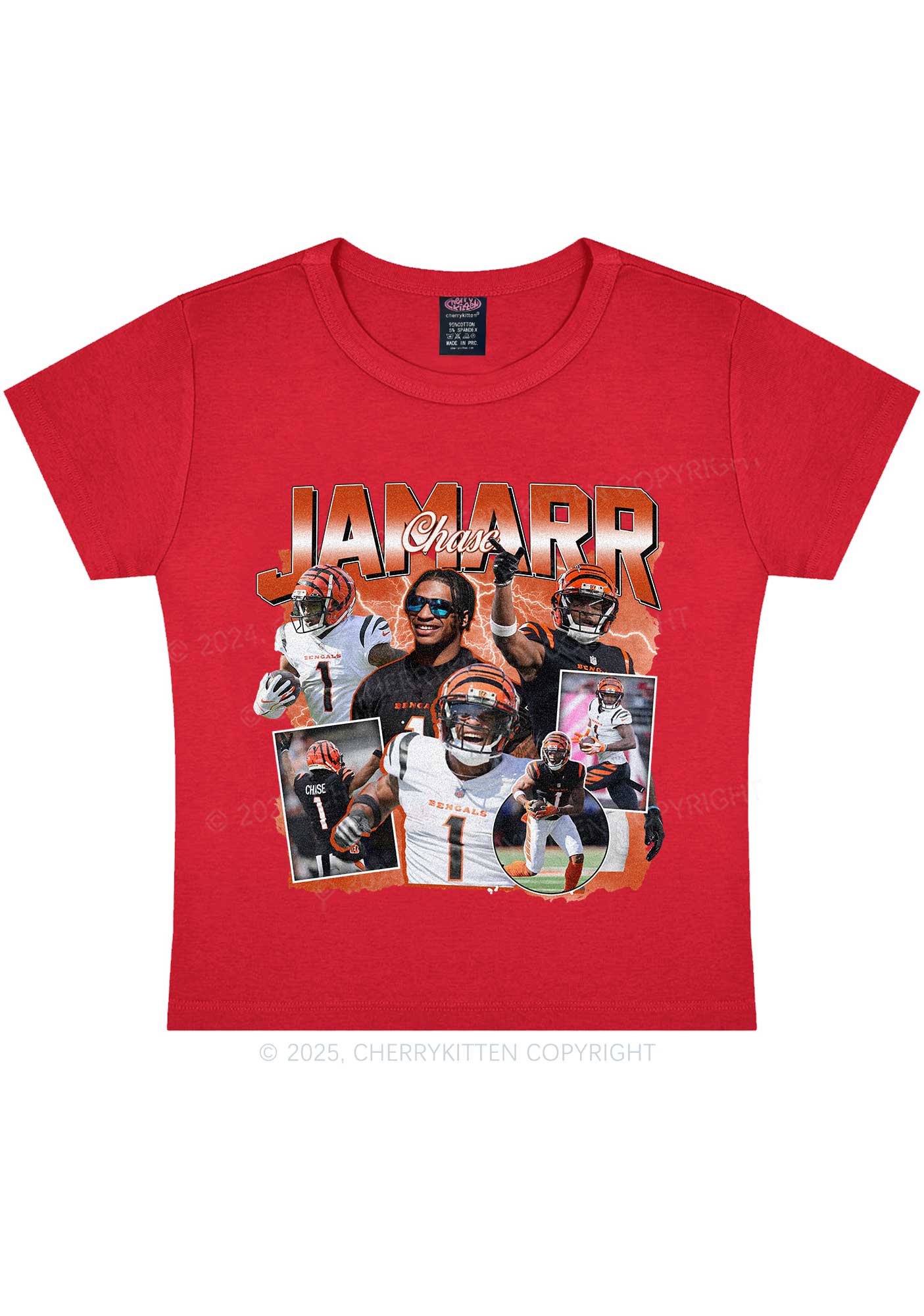 Orange Jamarr Y2K Super Bowl Baby Tee Cherrykitten