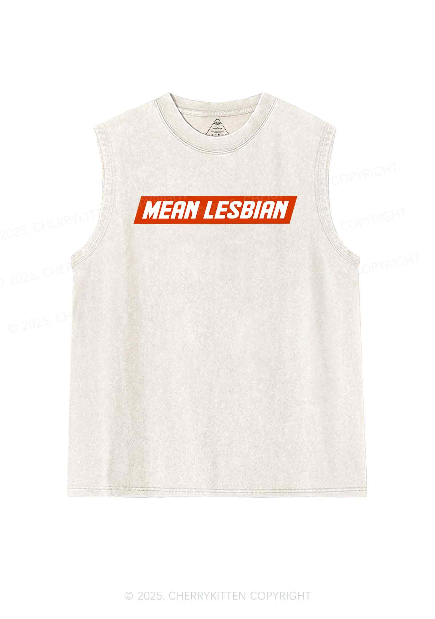 Mean Lesbian Y2K Washed Tank Cherrykitten