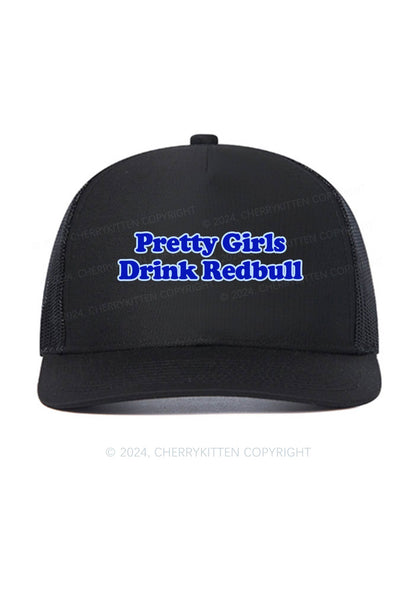 Pretty Girls Drink Redbull Y2K Trucker Mesh Hat Cherrykitten