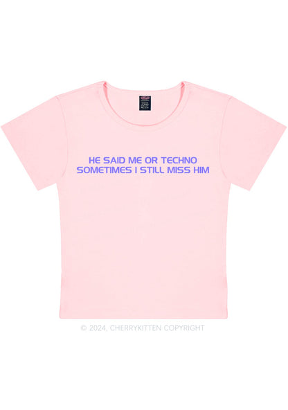 Me Or Techno Y2K Baby Tee Cherrykitten