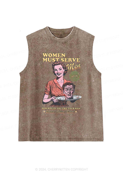 Women Serve Men Y2K Washed Tank Cherrykitten