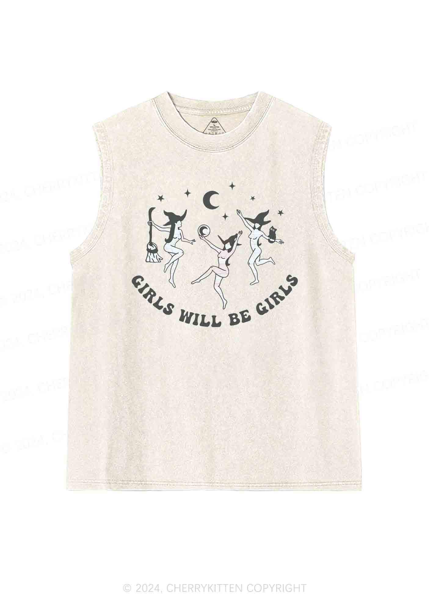 Halloween Dancing Witches Y2K Washed Tank Cherrykitten