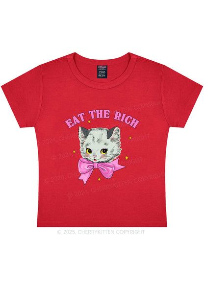 Eat Rich Cat Y2K Baby Tee Cherrykitten