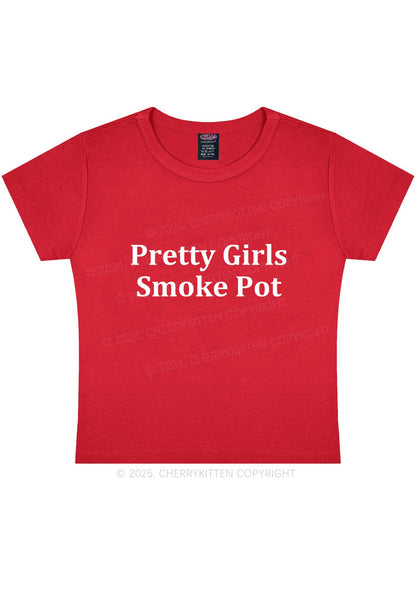 Pretty Girls Smoke Pot Y2K Baby Tee Cherrykitten