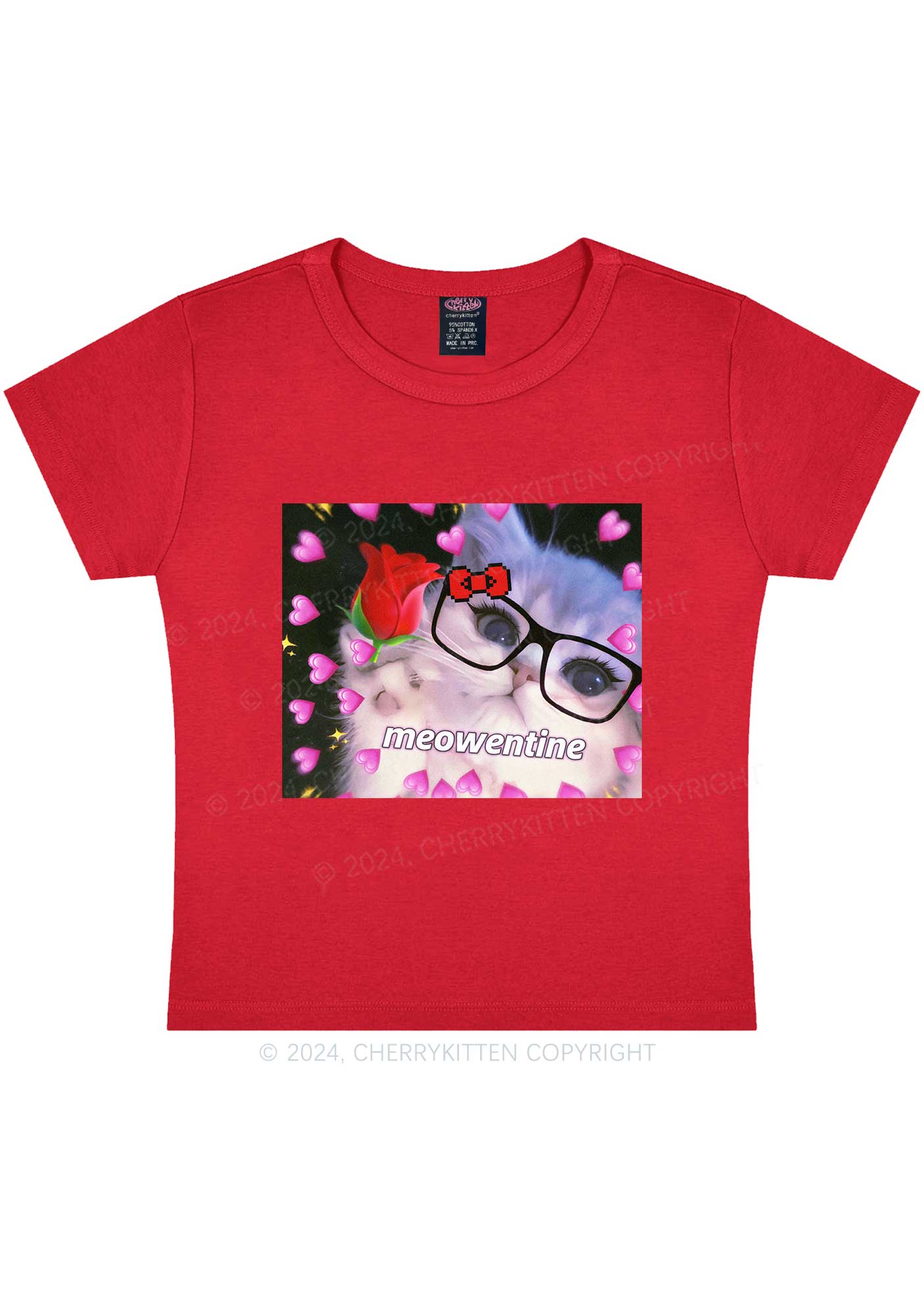 Meowentine Kitty Y2K Valentine's Day Baby Tee Cherrykitten