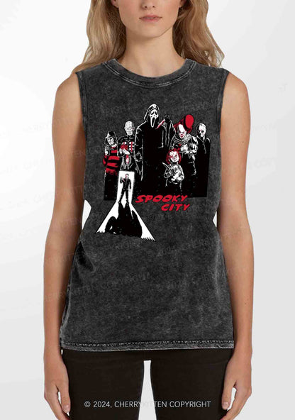 Halloween Spooky City Y2K Washed Tank Cherrykitten