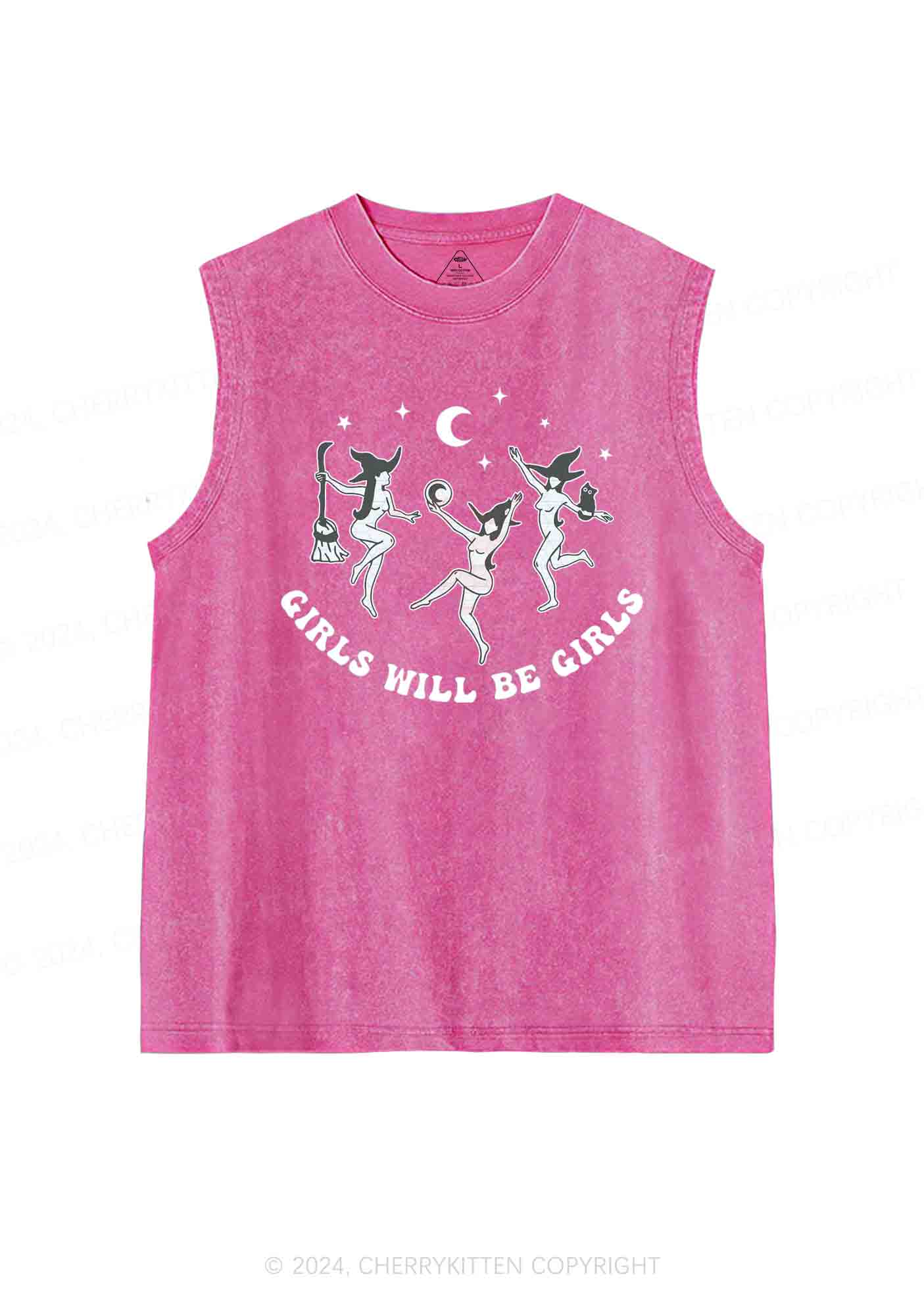 Halloween Dancing Witches Y2K Washed Tank Cherrykitten