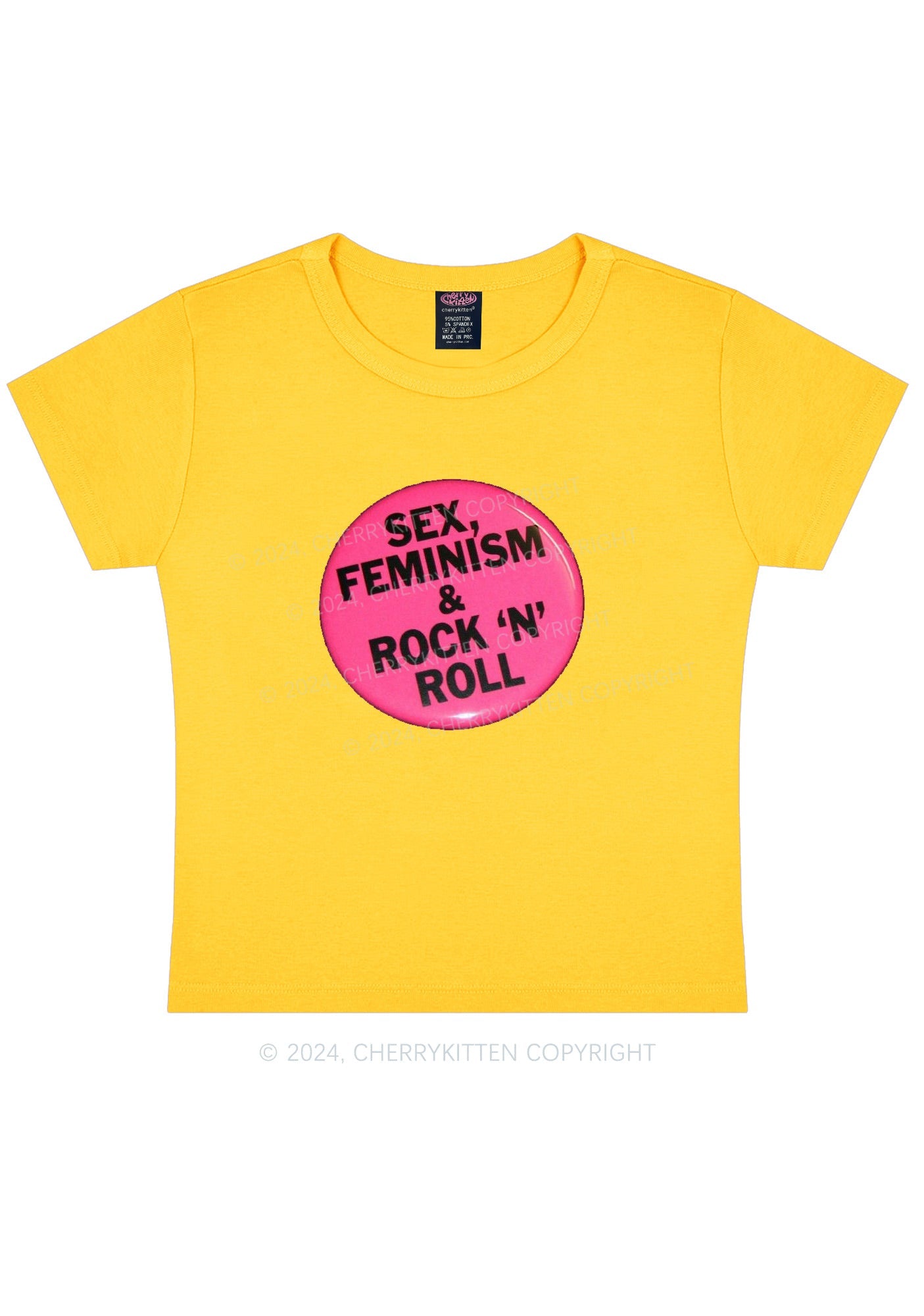 Feminism Rock N Roll Y2K Baby Tee Cherrykitten