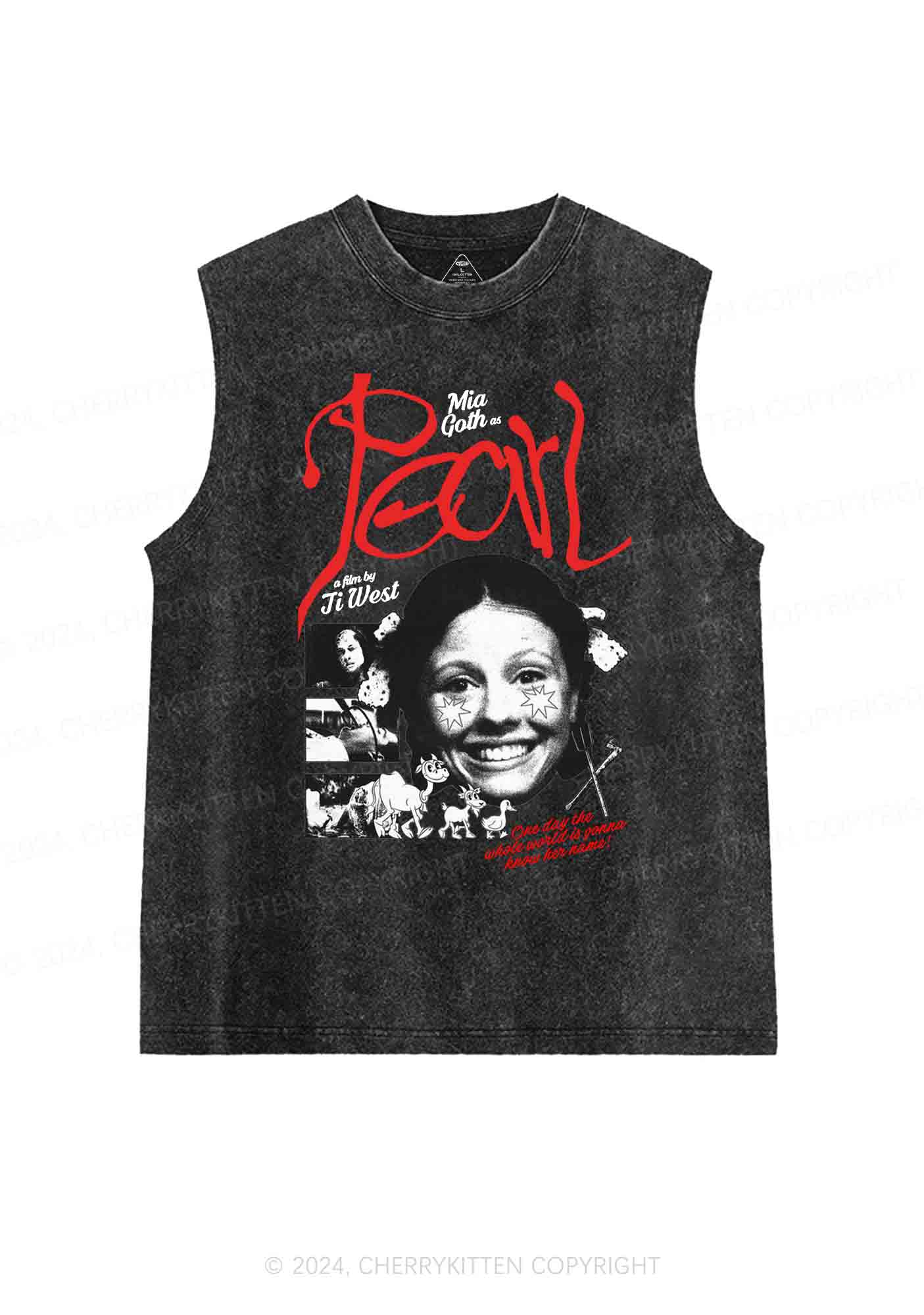 Halloween Film Pearl Y2K Washed Tank Cherrykitten