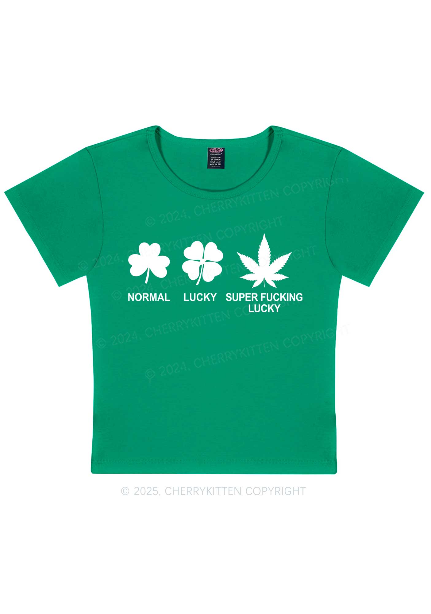 Super Fxxking Lucky St Patricks Y2K Baby Tee Cherrykitten