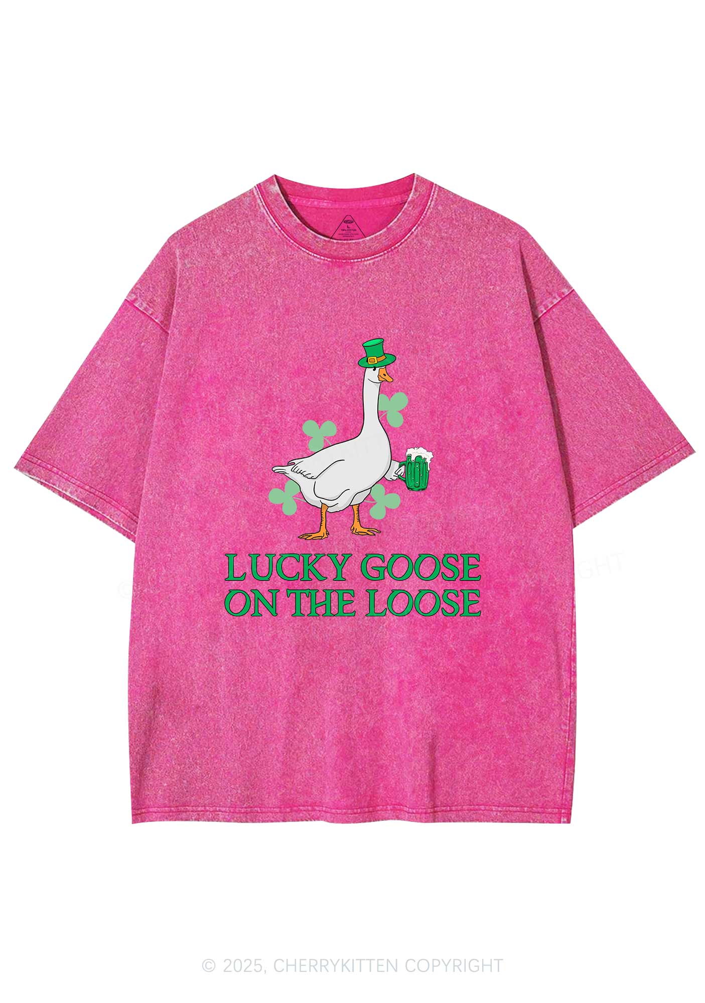 Lucky Goose On The Loose St Patricks Y2K Washed Tee Cherrykitten