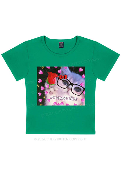 Meowentine Kitty Y2K Valentine's Day Baby Tee Cherrykitten