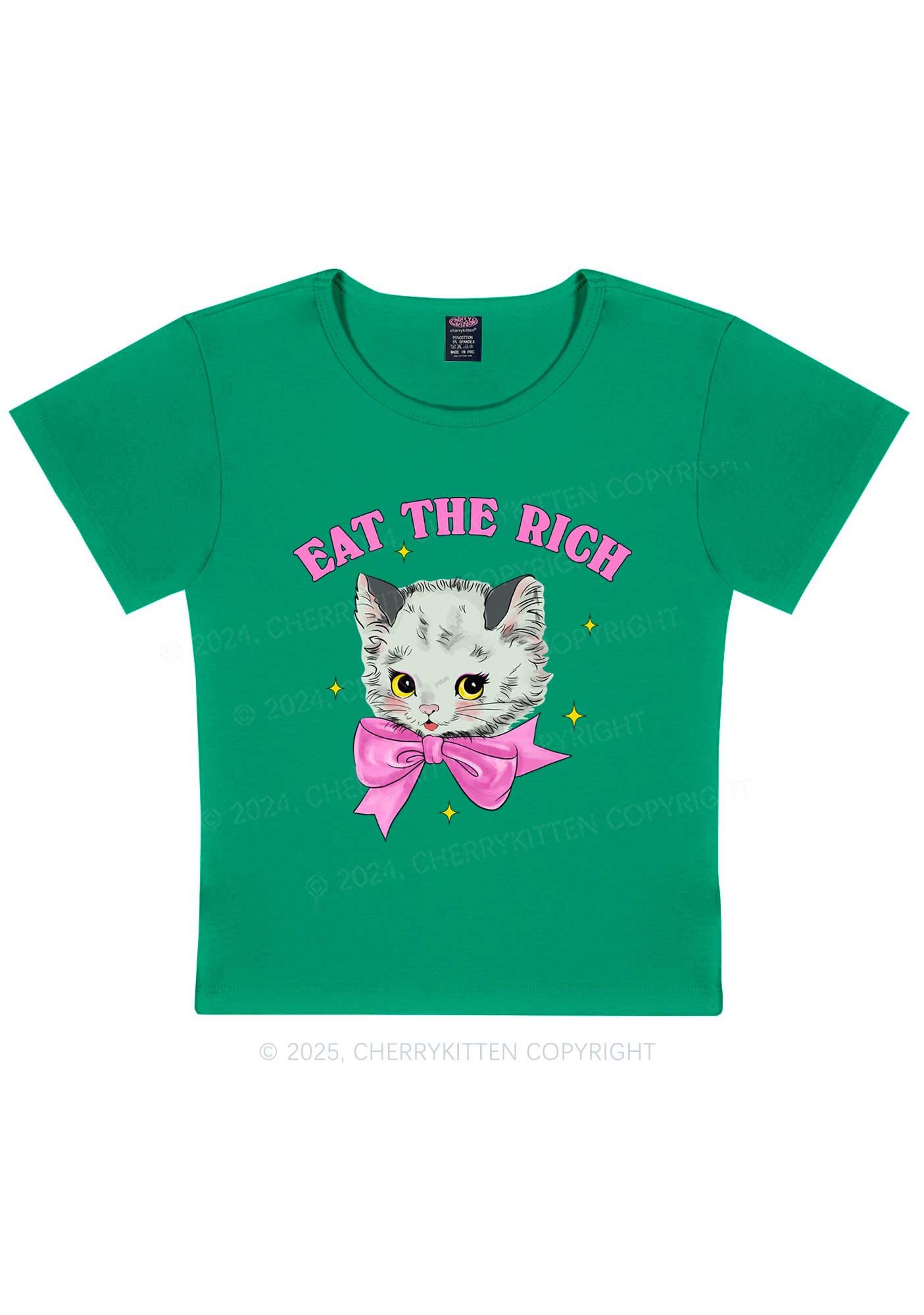 Eat Rich Cat Y2K Baby Tee Cherrykitten