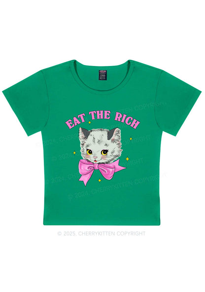 Eat Rich Cat Y2K Baby Tee Cherrykitten