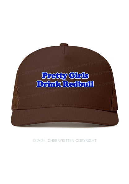 Pretty Girls Drink Redbull Y2K Trucker Mesh Hat Cherrykitten