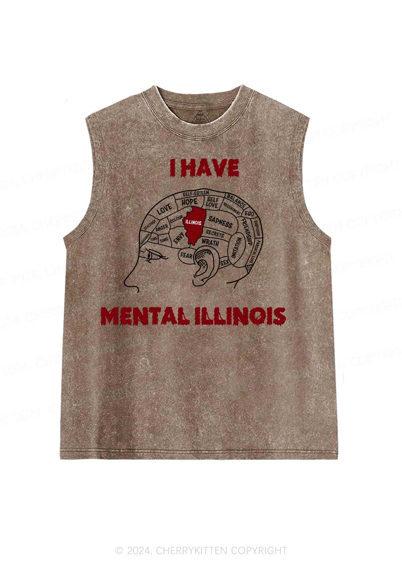 I Have Mental Illinois Y2K Washed Tank Cherrykitten