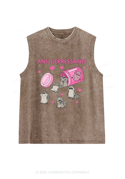 Anti Depressants Raccoon Y2K Washed Tank Cherrykitten