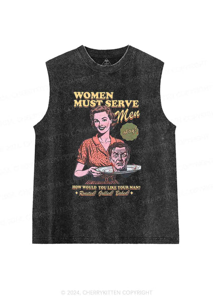 Women Serve Men Y2K Washed Tank Cherrykitten