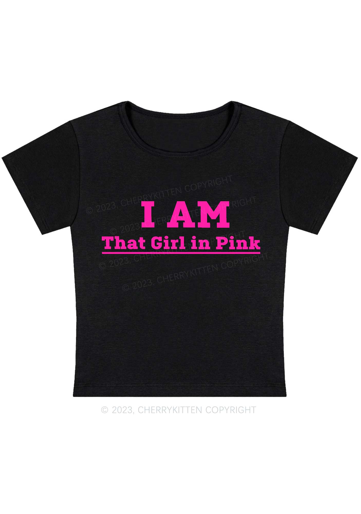 Curvy I Am That Girl In Pink Baby Tee Cherrykitten