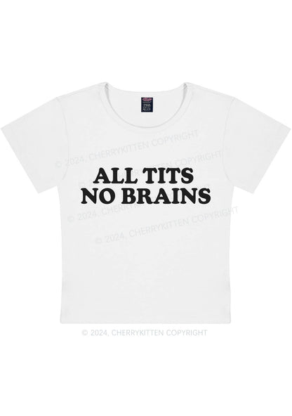 All Txts No Brains Y2K Baby Tee Cherrykitten