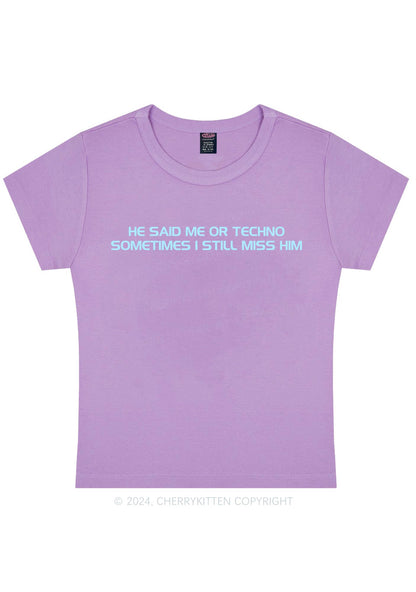 Me Or Techno Y2K Baby Tee Cherrykitten