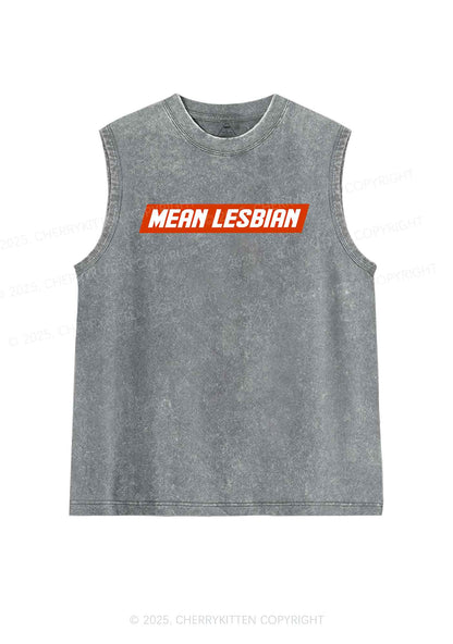 Mean Lesbian Y2K Washed Tank Cherrykitten