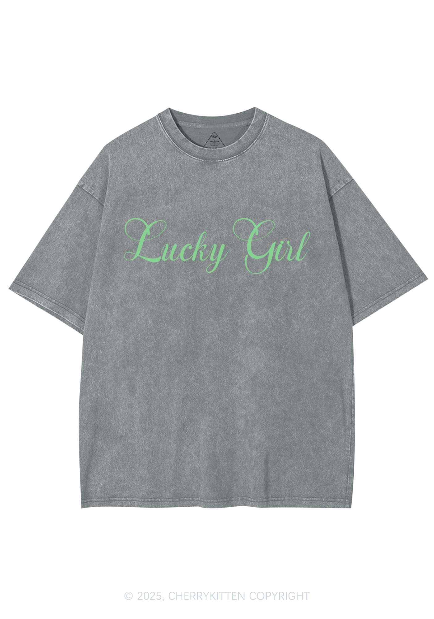 Lucky Girl St Patricks Y2K Washed Tee Cherrykitten