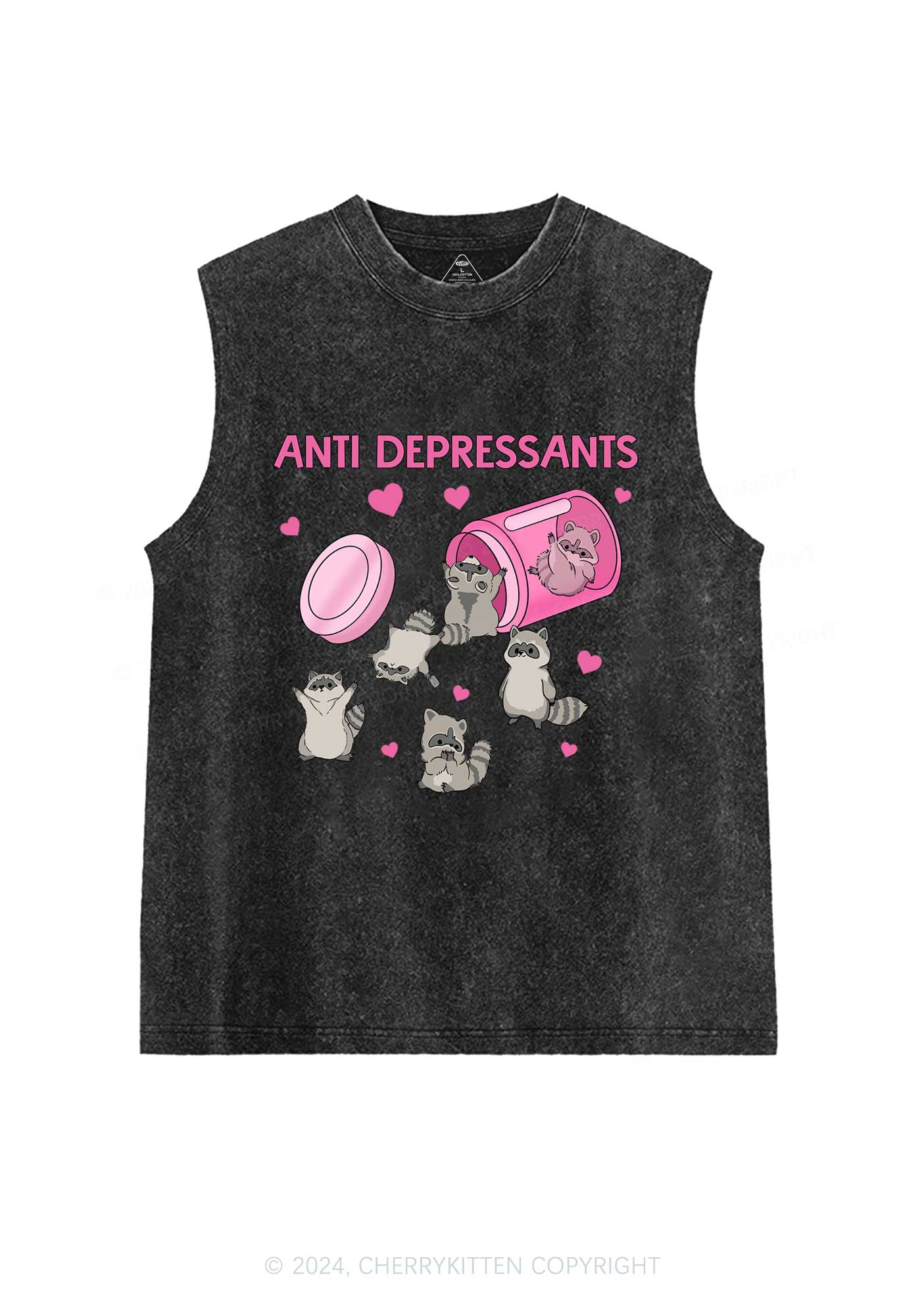 Anti Depressants Raccoon Y2K Washed Tank Cherrykitten