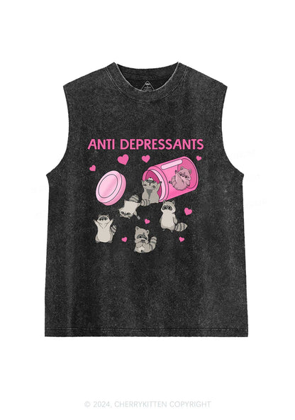 Anti Depressants Raccoon Y2K Washed Tank Cherrykitten