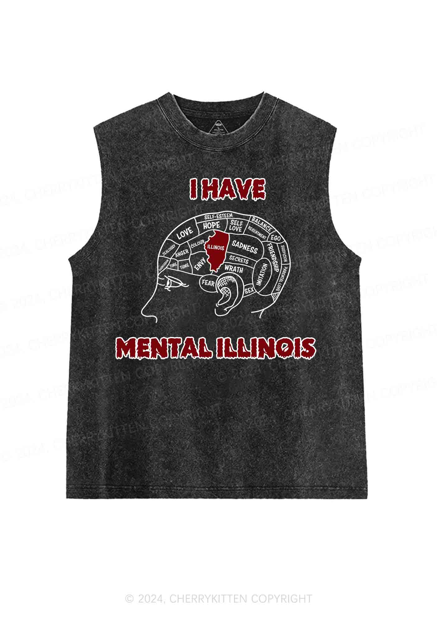 I Have Mental Illinois Y2K Washed Tank Cherrykitten