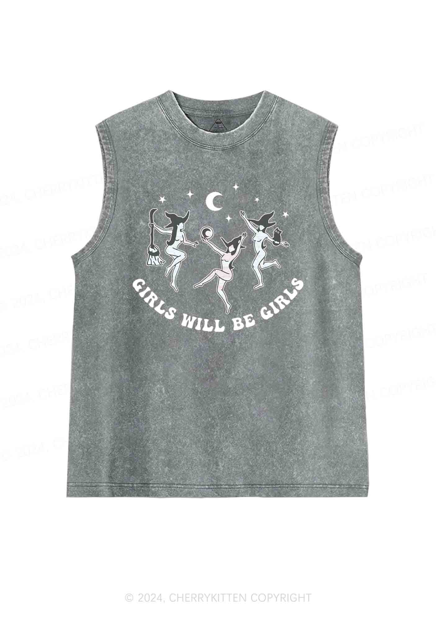 Halloween Dancing Witches Y2K Washed Tank Cherrykitten