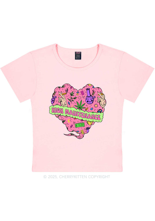 High Maintenance Heart Y2K Baby Tee Cherrykitten