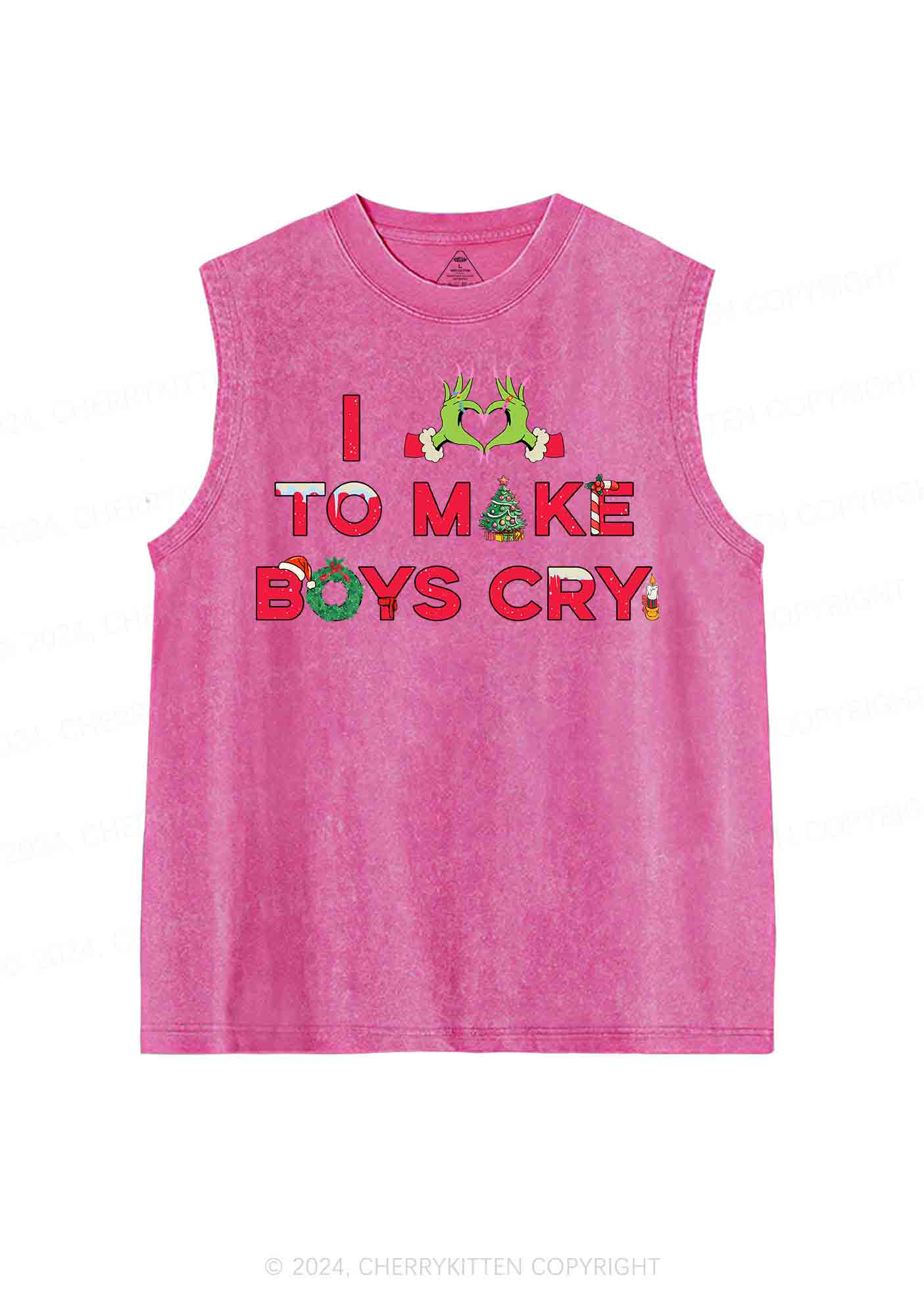 Christmas Love To Make Boys Cry Y2K Washed Tank Cherrykitten