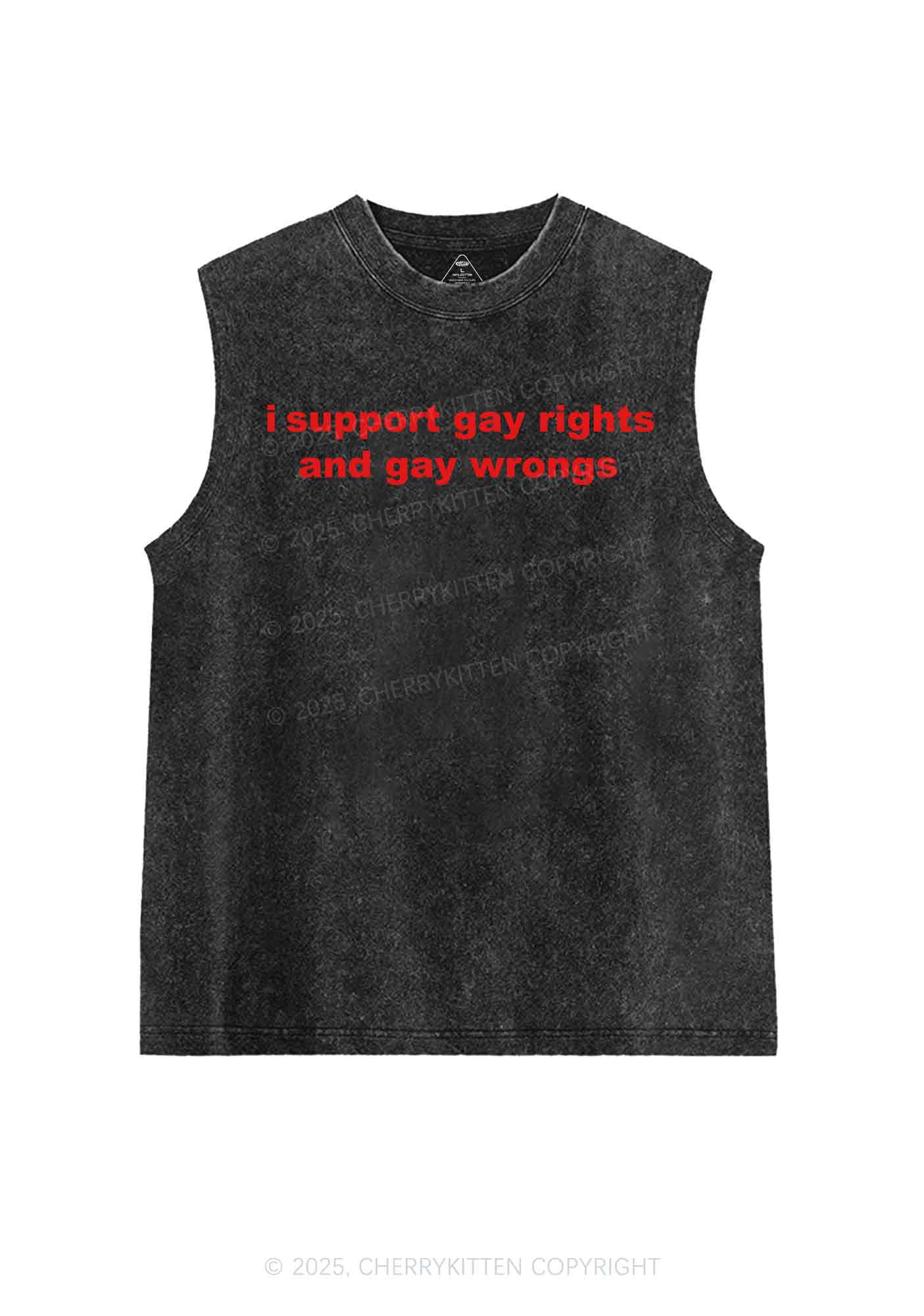 Support Gay Rights Y2K Washed Tank Cherrykitten