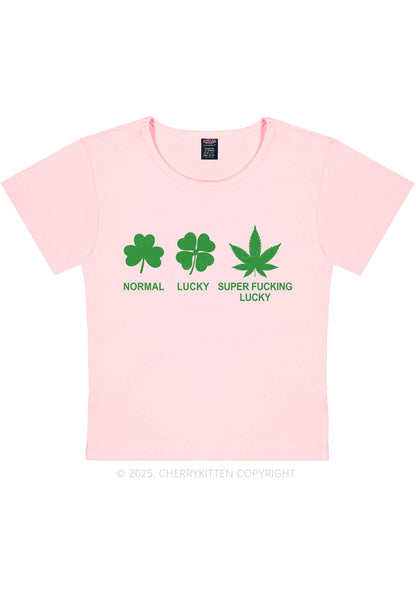 Super Fxxking Lucky St Patricks Y2K Baby Tee Cherrykitten