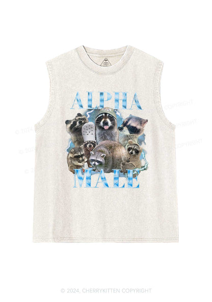 Blue Raccoons Alpha Male Y2K Washed Tank Cherrykitten