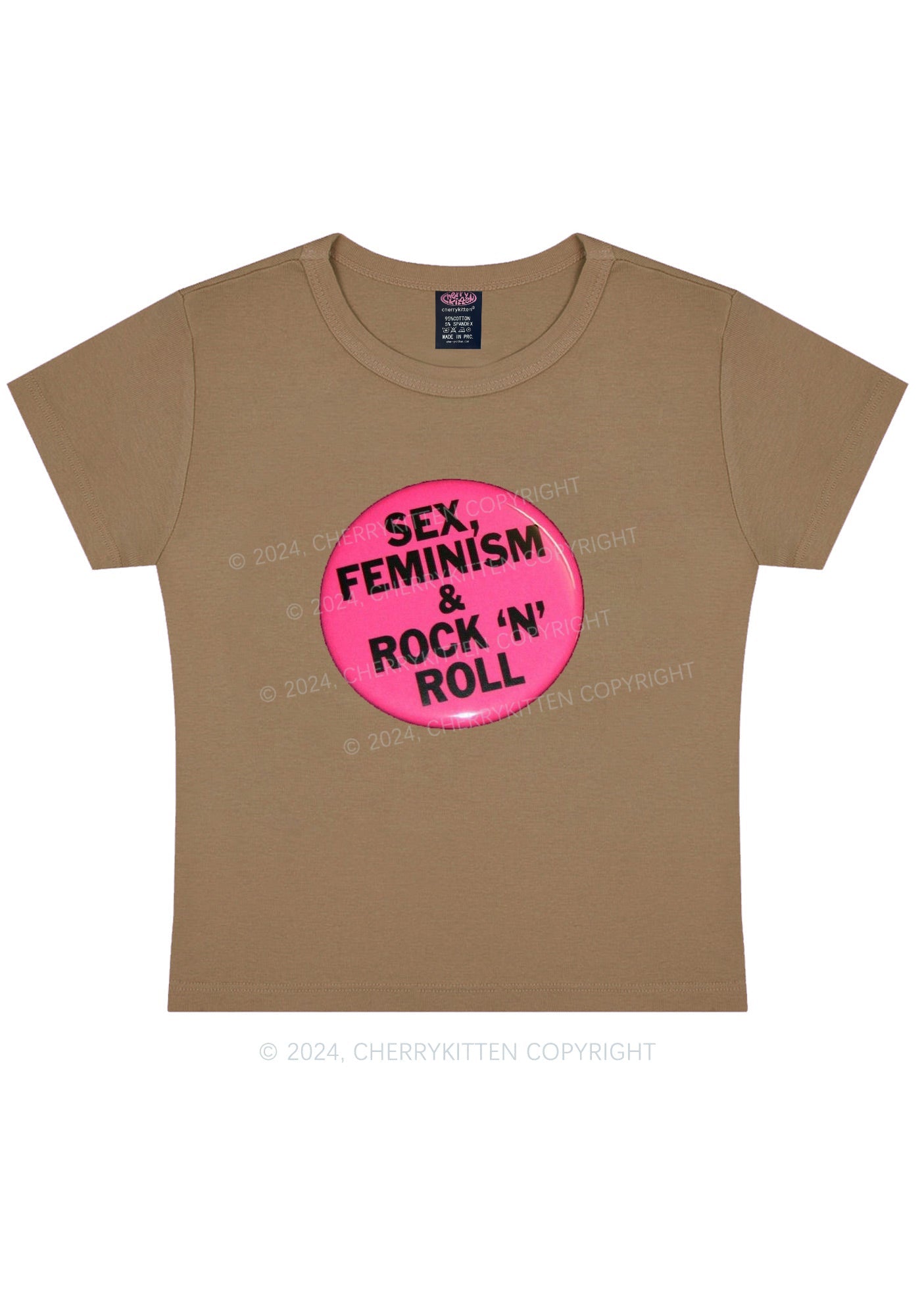 Feminism Rock N Roll Y2K Baby Tee Cherrykitten