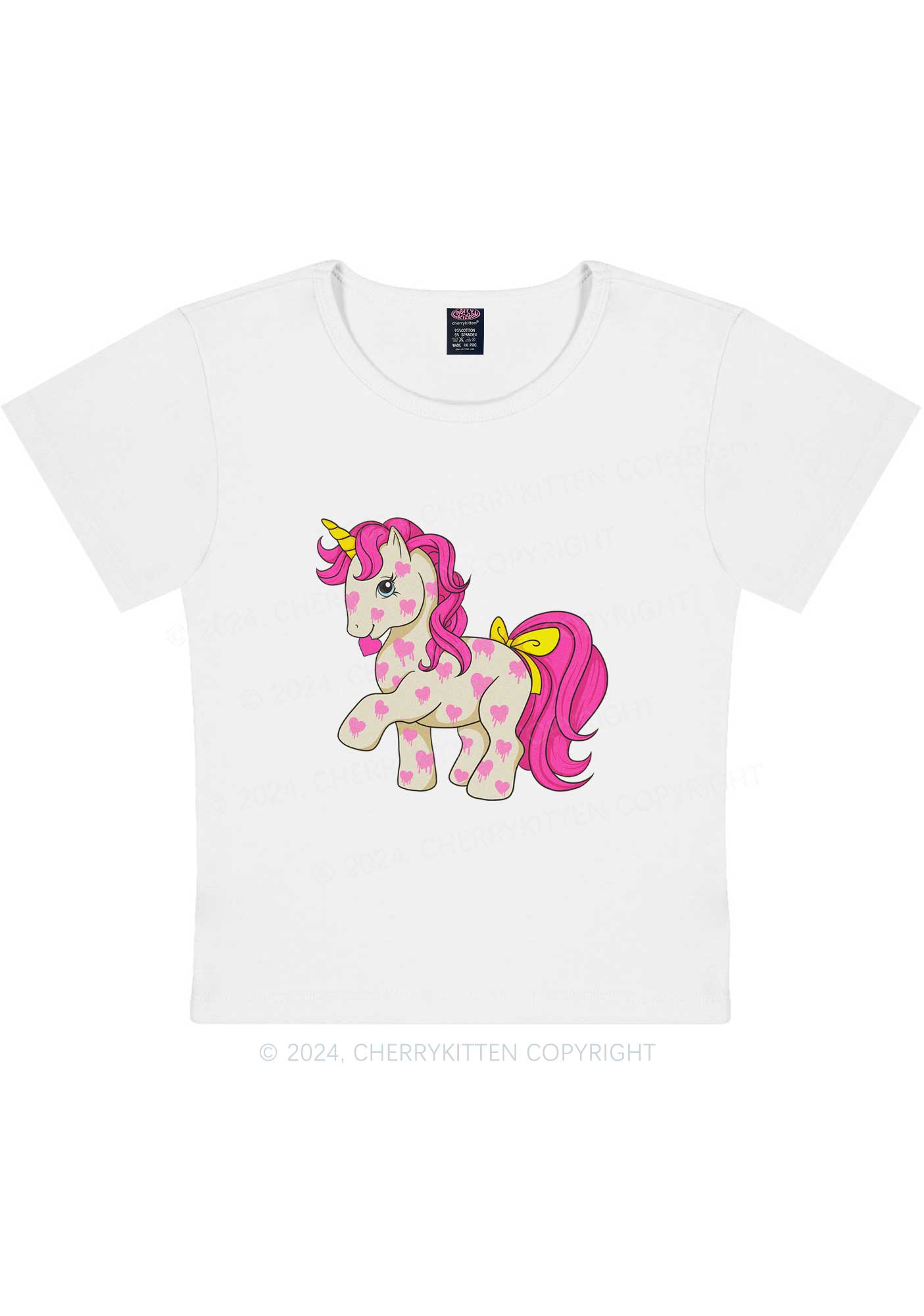 Pink Heart Unicorn Y2K Valentine's Day Baby Tee Cherrykitten