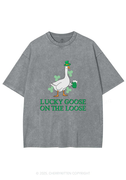 Lucky Goose On The Loose St Patricks Y2K Washed Tee Cherrykitten