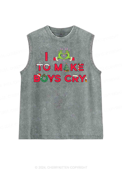 Christmas Love To Make Boys Cry Y2K Washed Tank Cherrykitten