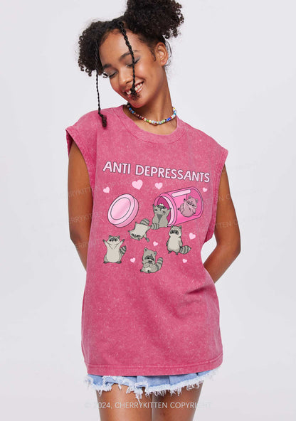 Anti Depressants Raccoon Y2K Washed Tank Cherrykitten